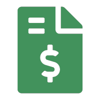 Ícono de documento con signo de pesos que representa la propuesta personalizada y su presupuesto