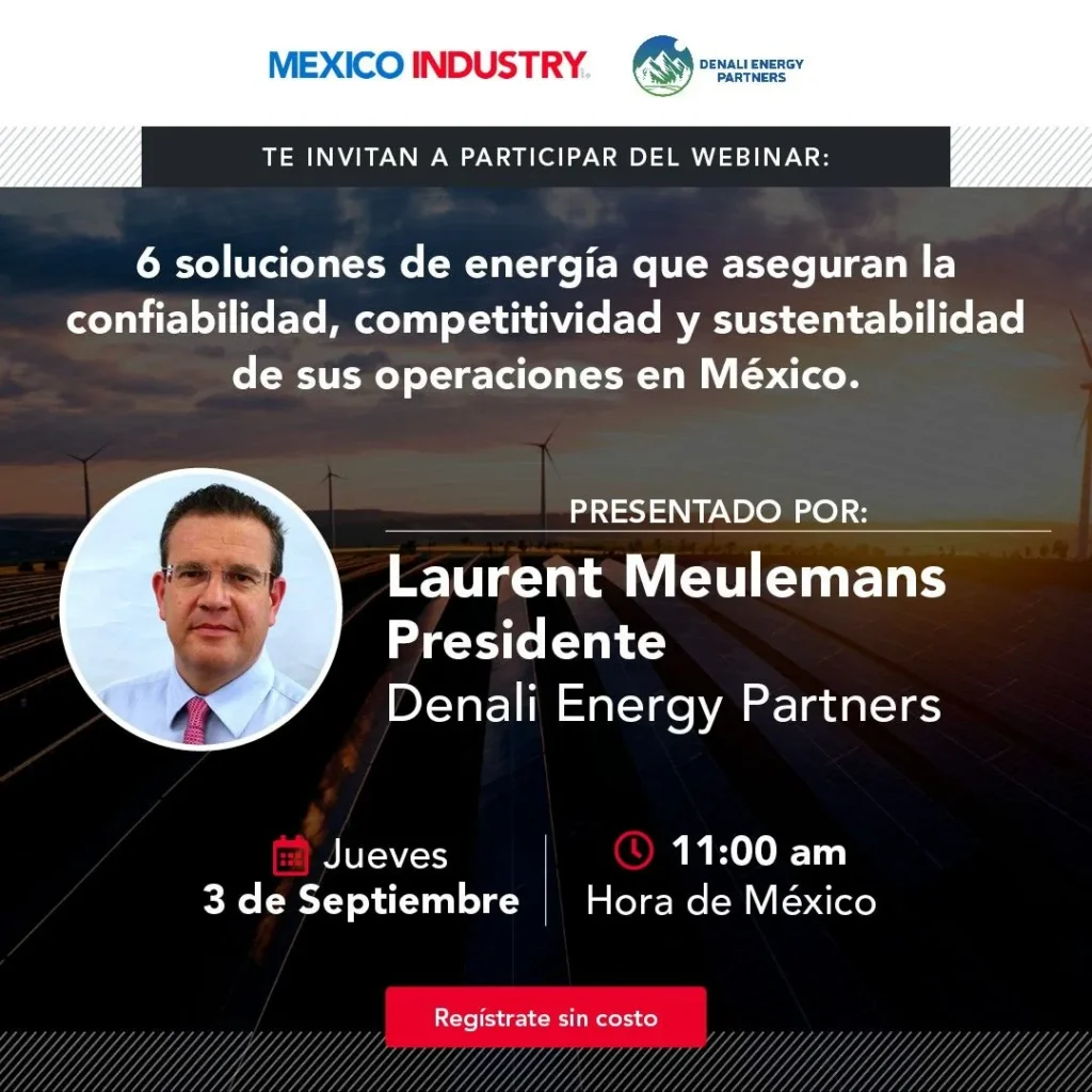 Invitación al webinar sobre 6 soluciones de energía presentado por Laurent Meulemans, presidente de Denali